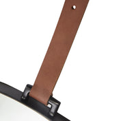 Lexi Round Black | Gold Leather Strap Wall Mirror 2 Sizes - Lighting.co.za