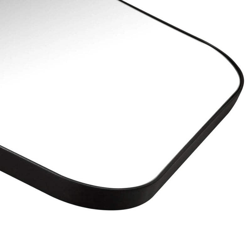 Lexi Rectangular Black | Gold Leather Strap Wall Mirror - Lighting.co.za