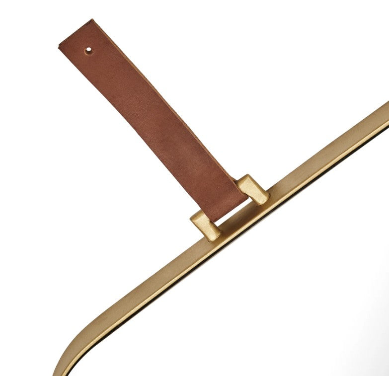 Lexi Rectangular Black | Gold Leather Strap Wall Mirror - Lighting.co.za