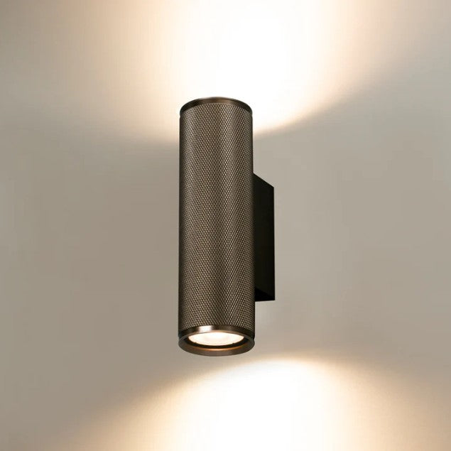 Boston Style 2 Knurled Black | Gold | Bronze Up Down Facing Wall Light - Lighting.co.za