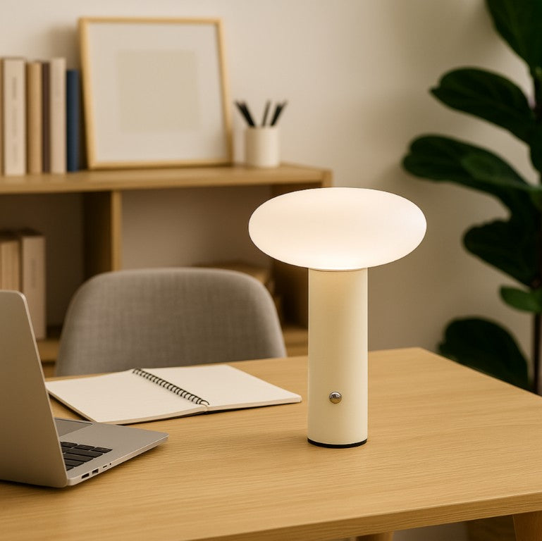 Oliver Lemon | Cream | Sage Green Rechargeable Table Lamp - Lighting.co.za