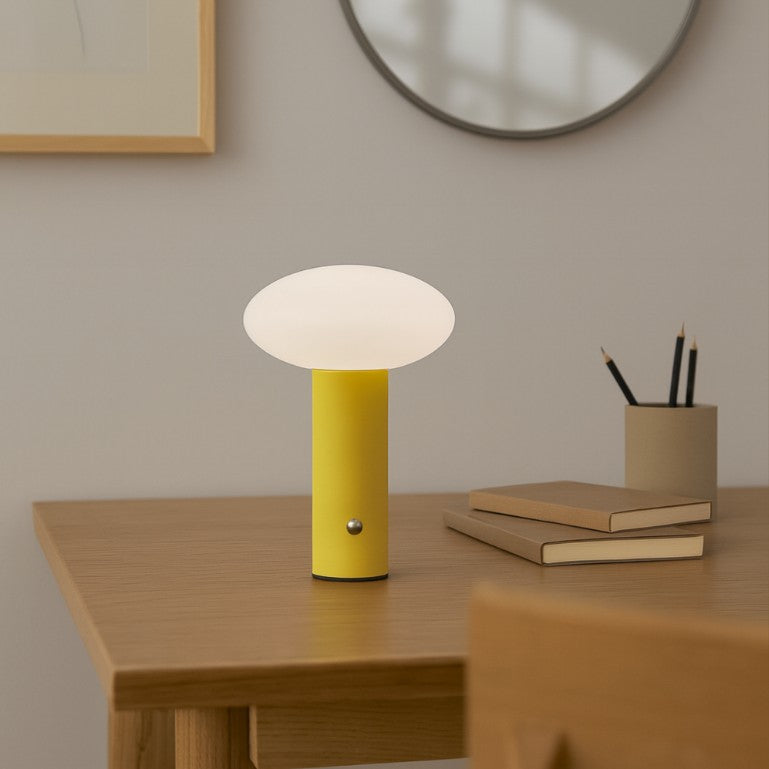 Oliver Lemon | Cream | Sage Green Rechargeable Table Lamp - Lighting.co.za