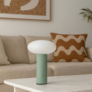 Oliver Lemon | Cream | Sage Green Rechargeable Table Lamp - Lighting.co.za