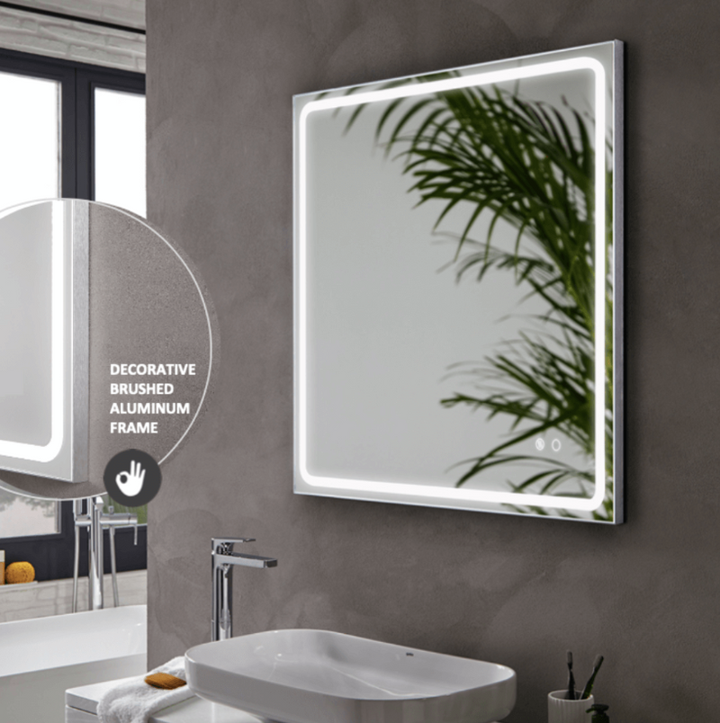 Mia Silver Frontlit Bathroom Mirror with Defogger 3 Sizes - Lighting.co.za