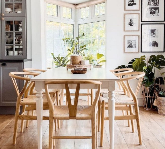 Olsen Wishbone Wood and Wicker Dining Chair — Lighting.co.za