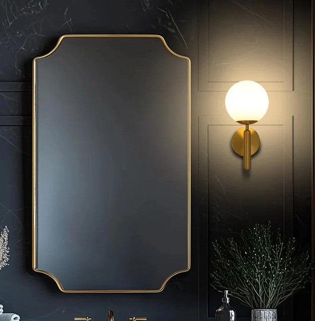 Cassia Slim Black | Gold and Frosted White Glass Wall Light - Lighting.co.za