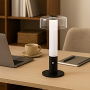 Acris Black | Cream | Orange Rechargeable Table Lamp - Lighting.co.za
