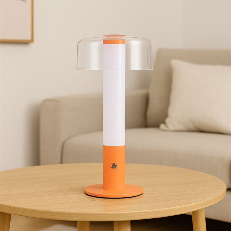 Acris Black | Cream | Orange Rechargeable Table Lamp - Lighting.co.za