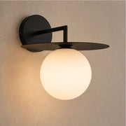 Senna Black Disk and White Glass Wall Light - Indoor Wall Light - Lighting.co.za