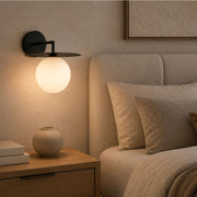 Senna Black Disk and White Glass Wall Light - Indoor Wall Light - Lighting.co.za