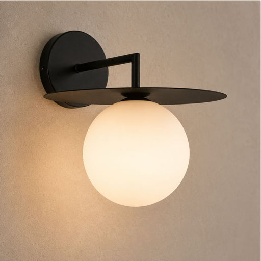 Senna Black Disk and White Glass Wall Light - Indoor Wall Light - Lighting.co.za