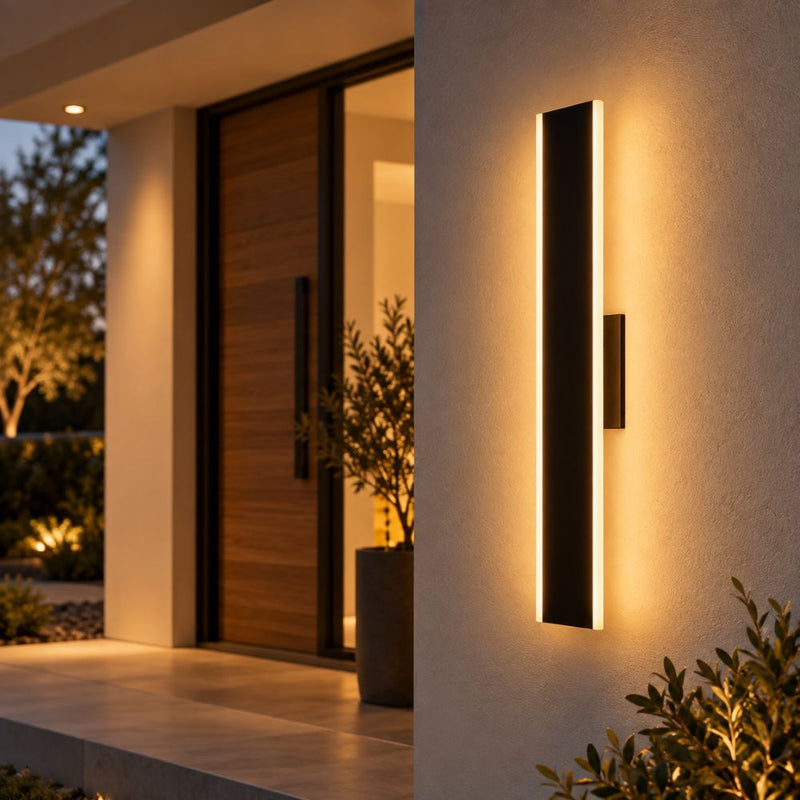 Serin 5CCT LED Black Slim Outdoor Wall Light 3 Sizes