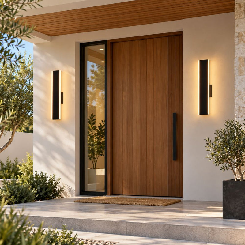 Serin 5CCT LED Black Slim Outdoor Wall Light 3 Sizes