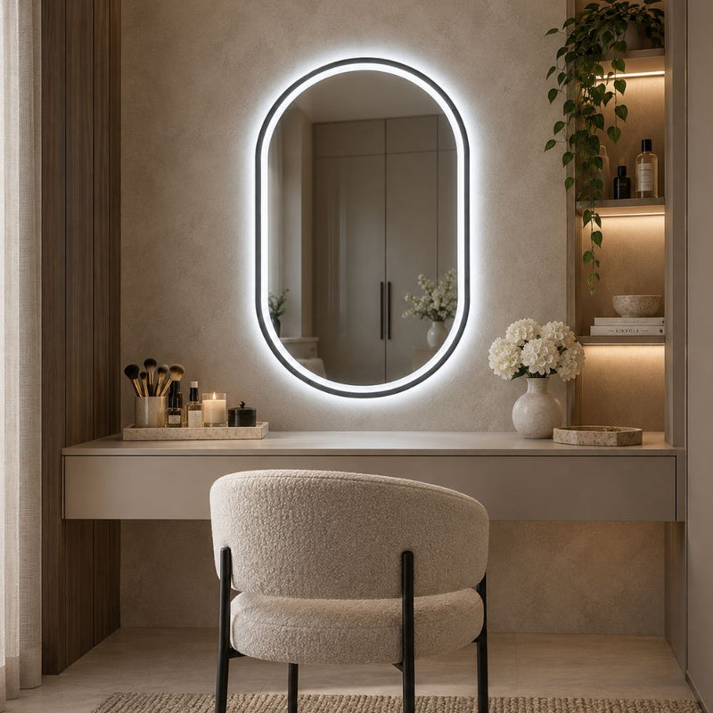Solana Pill Frameless Front and Backlit CCT LED Bathroom Mirror
