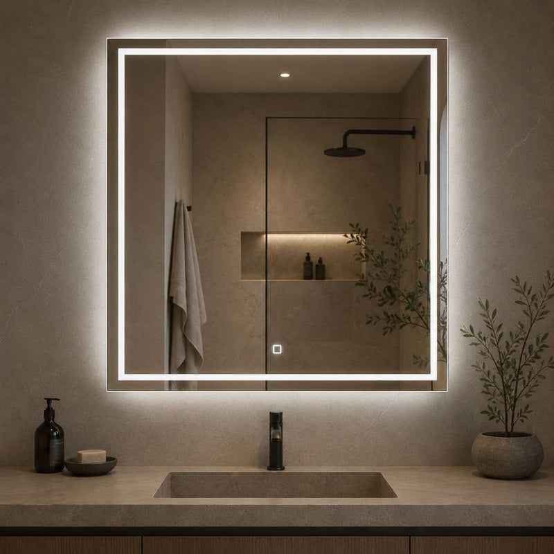 Solis Rectangular Frameless Front and Backlit CCT LED Bathroom Mirror - LED Mirror - Lighting.co.za