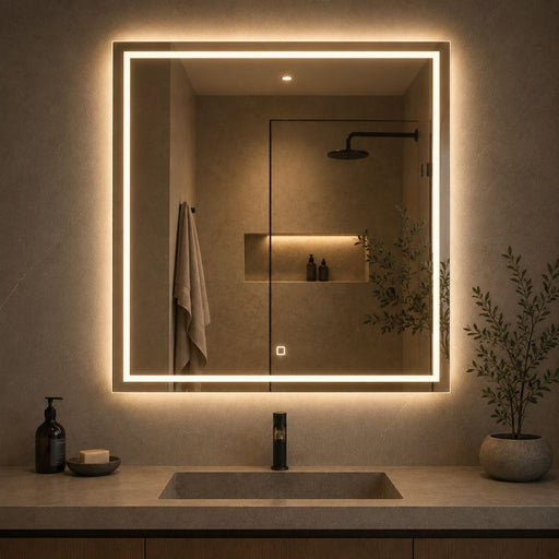 Solis Rectangular Frameless Front and Backlit CCT LED Bathroom Mirror - LED Mirror - Lighting.co.za