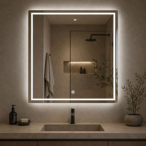 Solis Rectangular Frameless Front and Backlit CCT LED Bathroom Mirror - LED Mirror - Lighting.co.za