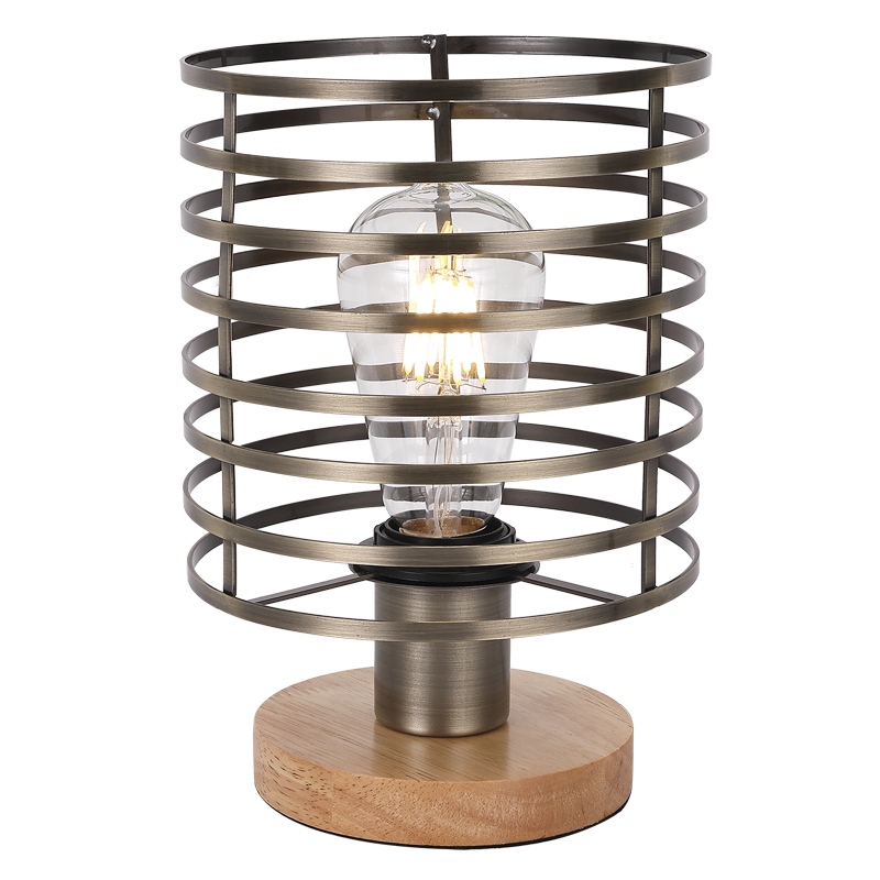 Viva Antique Brass and Wood Table Lamp - Lighting.co.za