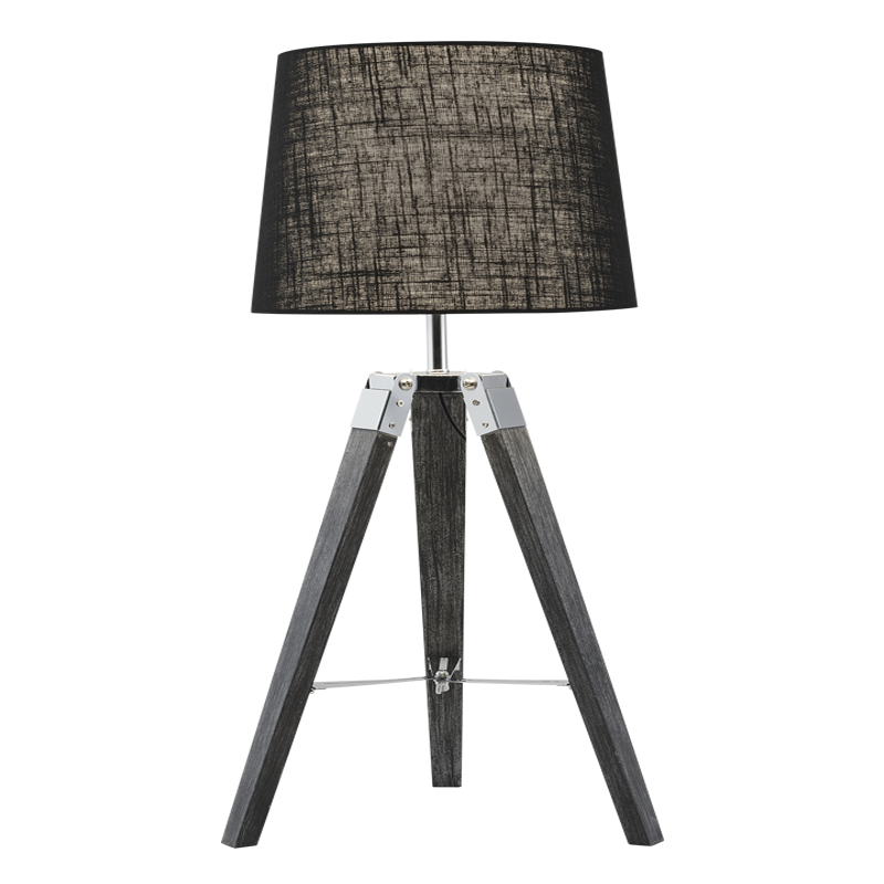 Aridea Dark Wood And Black Shade Table Lamp - Lighting.co.za