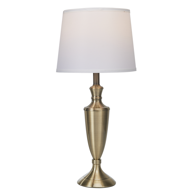 Aiden Antique Brass and White Shade Table Lamp - Lighting.co.za