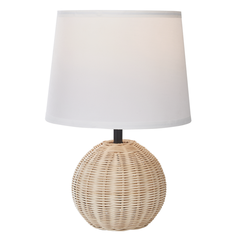 Calais Natural Rattan and White Shade Table Lamp - Lighting.co.za