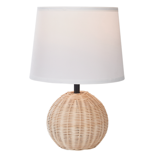 Calais Natural Rattan and White Shade Table Lamp - Lighting.co.za