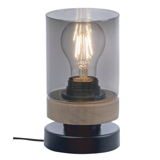Lane Smoke Glass and Wood Table Lamp - Lighting.co.za