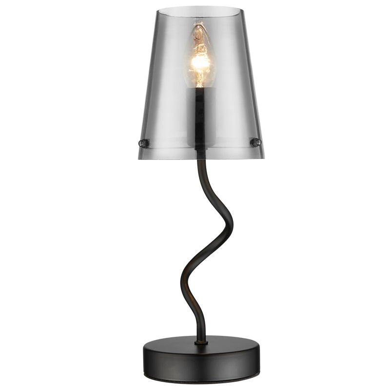 Hunter Black And Smoke Glass Table Lamp - Lighting.co.za