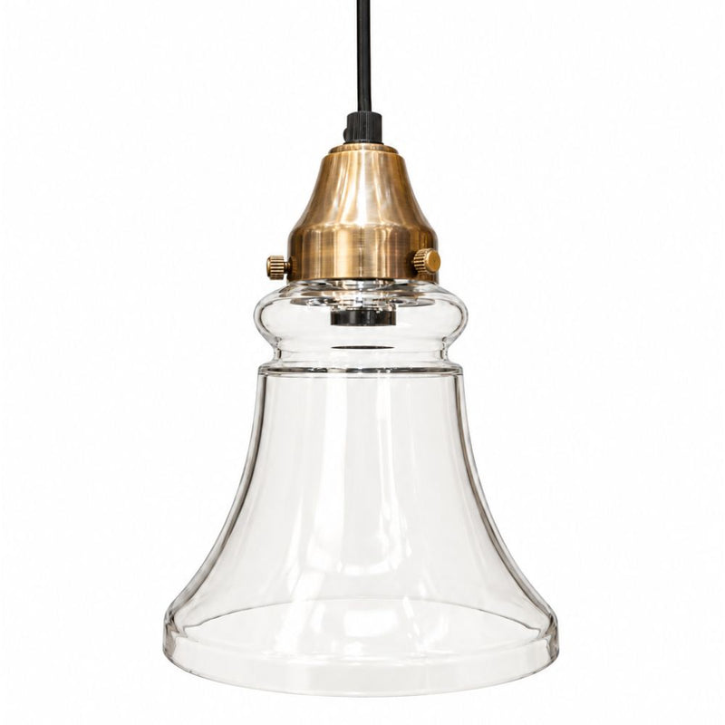 Tahoe Clear Bell Glass and Brass or Silver Pendant Light
