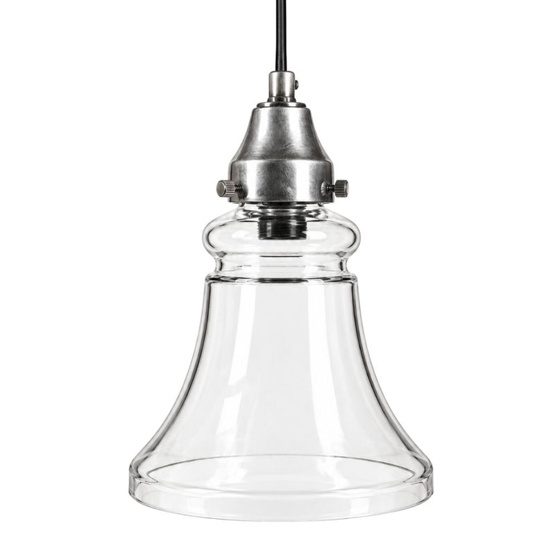Tahoe Clear Bell Glass and Brass or Silver Pendant Light