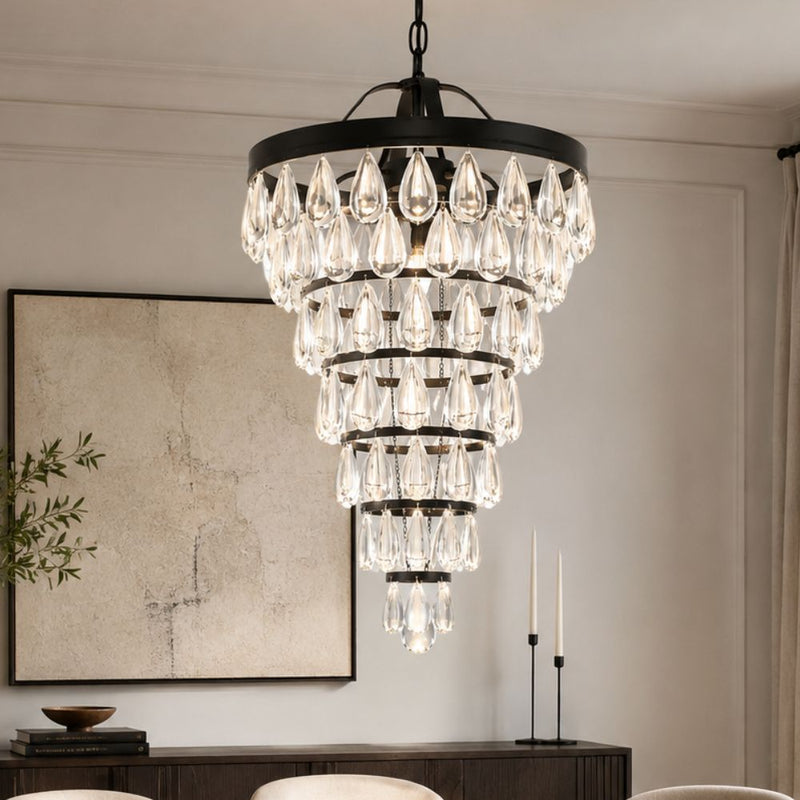 Teardrop Black and Clear Acrylic Glass Chandelier - Chandelier - Lighting.co.za