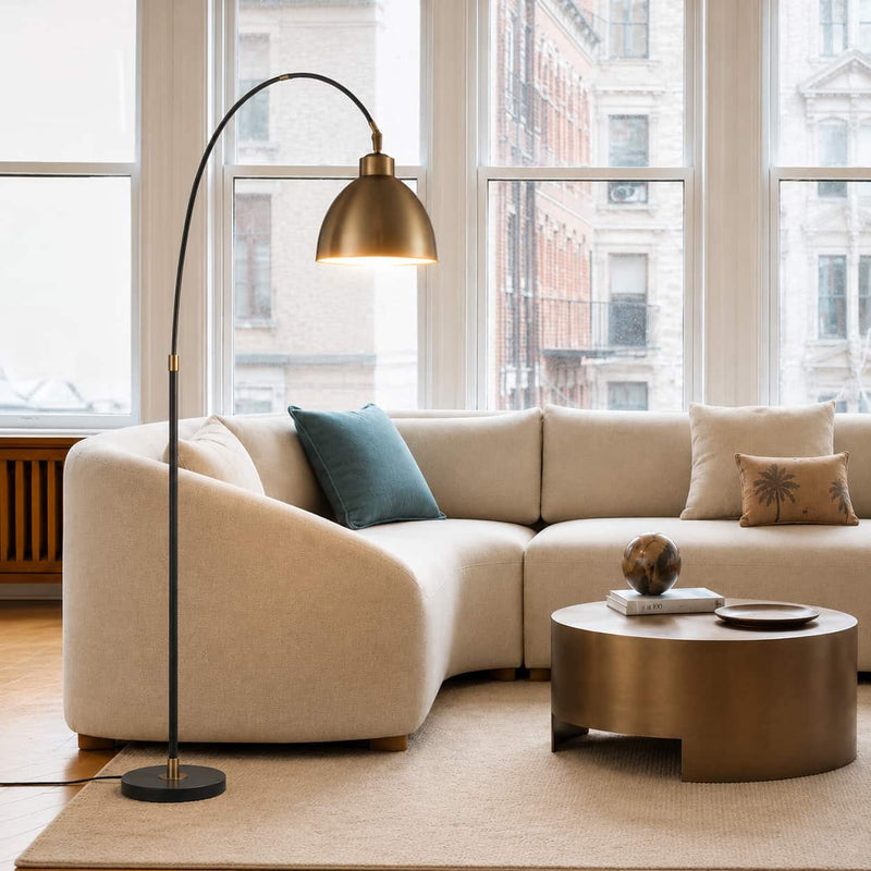 Tevali Brass Look and Black Acro Dome Floor Lamp - Floor Lamp - Lighting.co.za