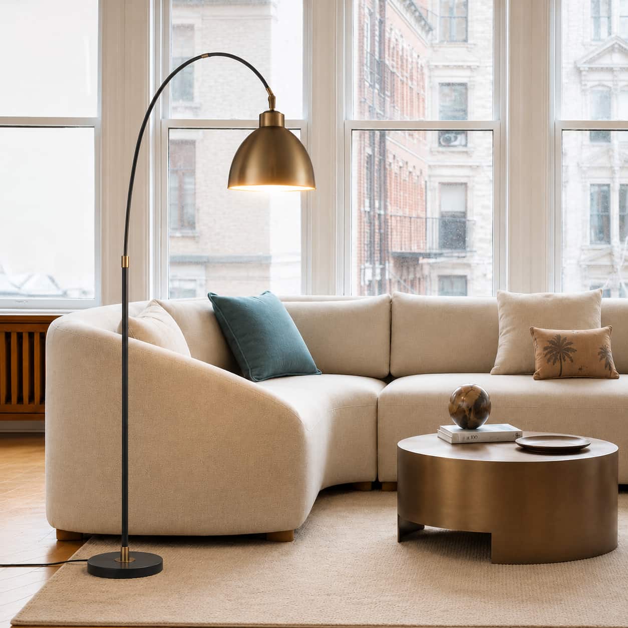 Tevali Brass Look and Black Acro Dome Floor Lamp - Floor Lamp - Lighting.co.za