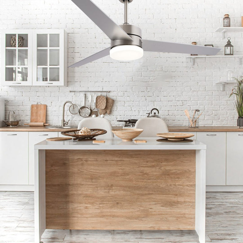 Garbin 3 Blade Satin Chrome LED Ceiling Fan - Lighting.co.za