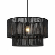 Tiana Black Double Drum Rattan Pendant Light - Pendant Light - Lighting.co.za