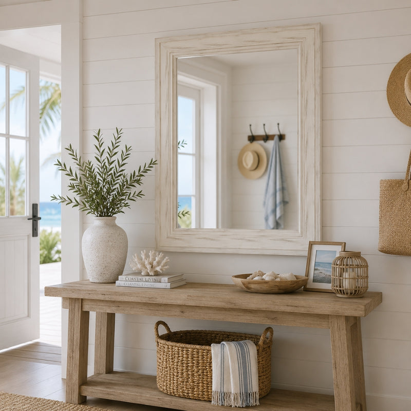 Tide Sandstone White Wash Wall Mirror