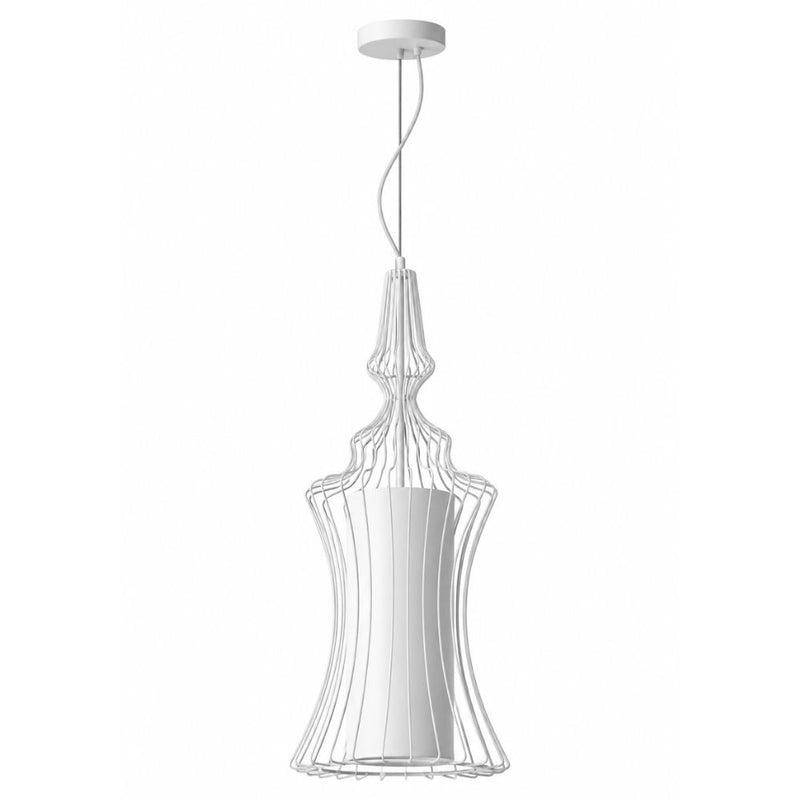 Tokai Style 2 Long White Wire Shade Pendant Light