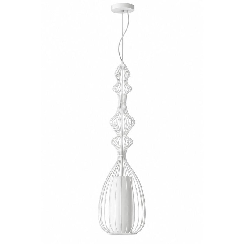Tokai Style 4 Long White Wire Shade Pendant Light