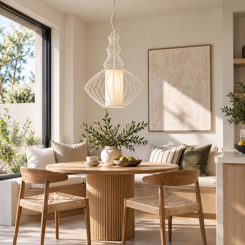 Tokai Style 1 White Wire Shade Pendant Light