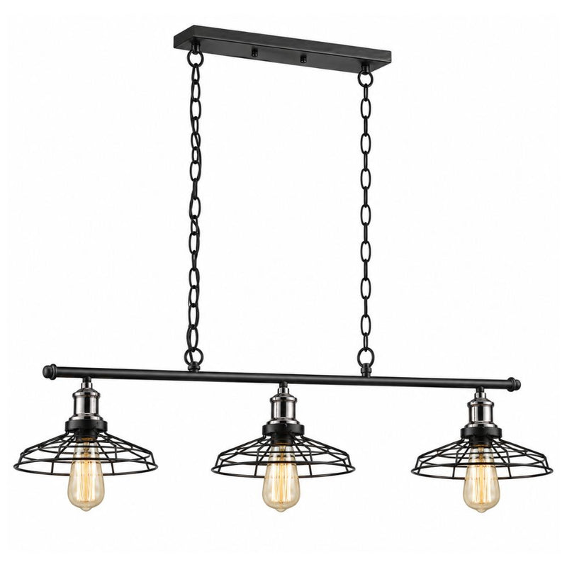 Trio Grid Black 3 Light Bar Pendant Light