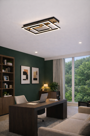 Tundra Black and Wood Look LED 3CCT Ceiling Light - Lighting.co.za