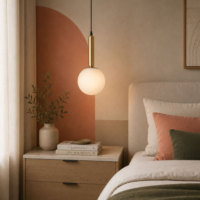 Turin Slim Frosted White Glass and Gold Pendant Light - Pendant Light - Lighting.co.za