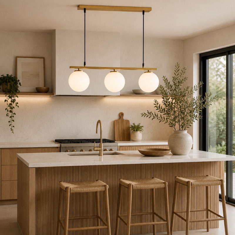Turin Linear Slim Frosted White Glass and Gold Pendant Light - Pendant Light - Lighting.co.za