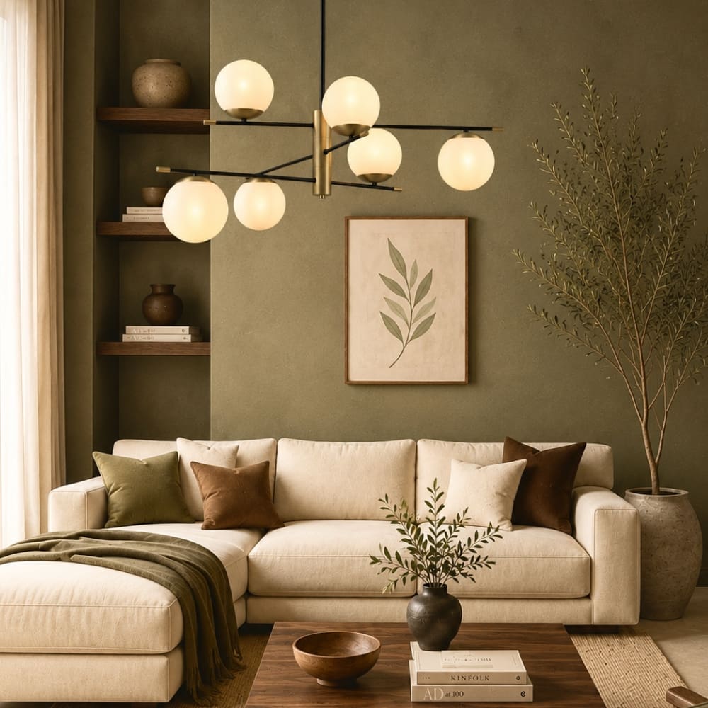 Urban 6 Light Black and Brass Look Chandelier - Chandelier - Lighting.co.za