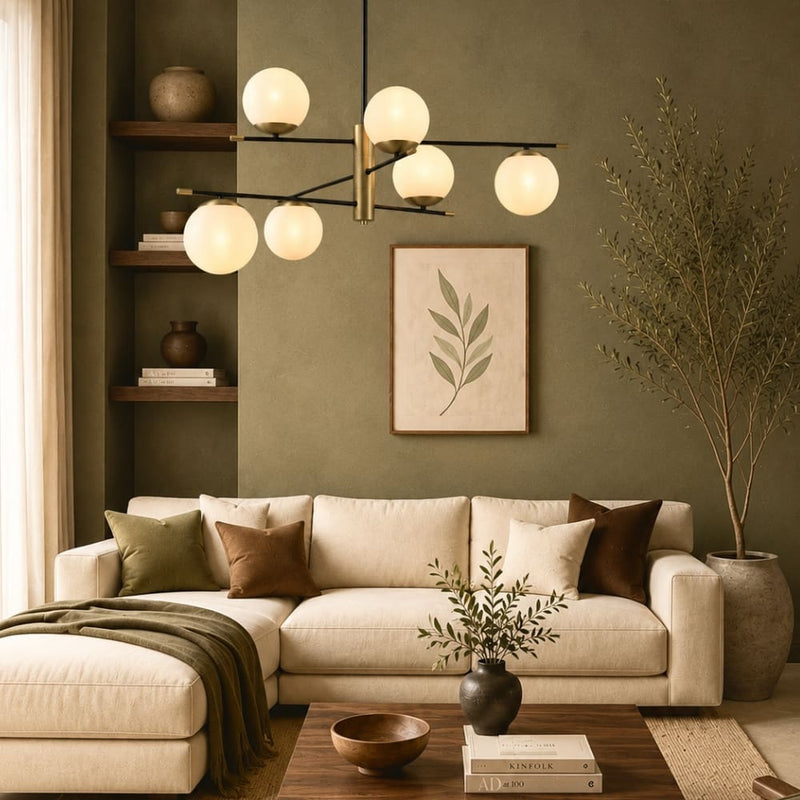 Urban 6 Light Black and Brass Look Chandelier - Chandelier - Lighting.co.za