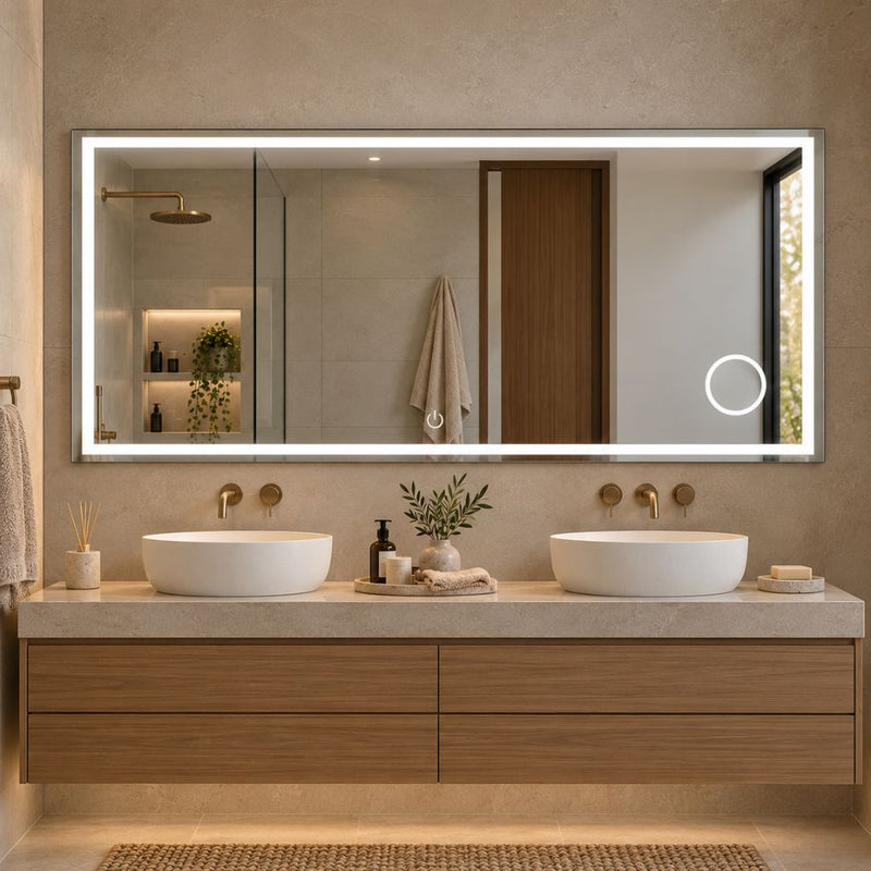 Valeria Rectangular LED Bathroom Mirror Wall Light 2 Sizes - LED Mirror - Lighting.co.za