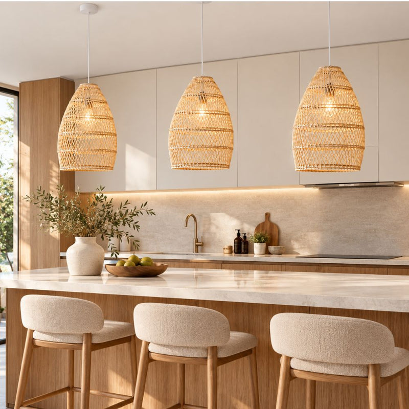 Vedera Long Natural Rattan Pendant Light - Pendant Light - Lighting.co.za