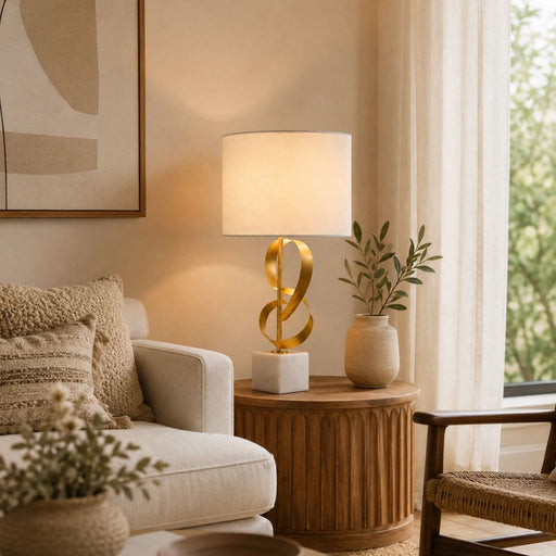 Villa Gold and Marble Table Lamp - Table Lamps - Lighting.co.za