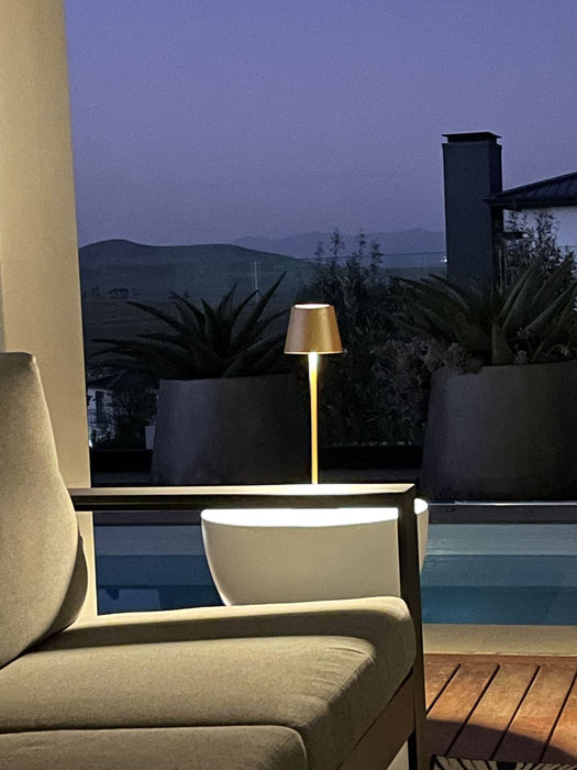 Trevi Smooth Shade Gold | Black | White Rechargeable Table Lamp - Lighting.co.za