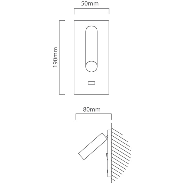 Amari Black | White | Chrome LED Bedside Reading Wall Light with USB - Lighting.co.za